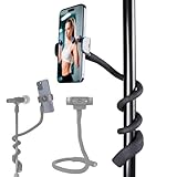FPN Portable Flexible Phone Holder with Handle for Treadmill, Spin Bike, Stroller, Tripod, Shopping Cart, Desk, Logitech Webcam, 23.6' / 60cm Long Arm Gooseneck Phone Mount for 4.7”- 7' Cell Phones