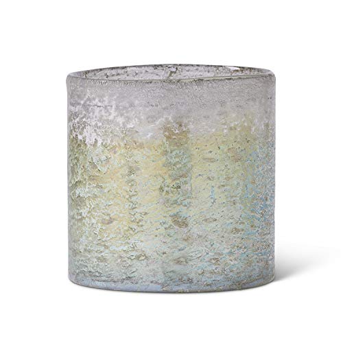 K&K Interiors 16107B-3 6 Inch Light Green and Blue Glass Cylinder Container