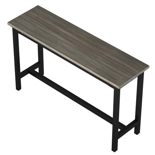 Mesa de bar larga de 160 cm de altura de mostrador, mesa rectangular de cocina y pub con soporte de metal de alta carga, ideal para sala de estar, bares y cafeterías (acabado nogal oscuro)
