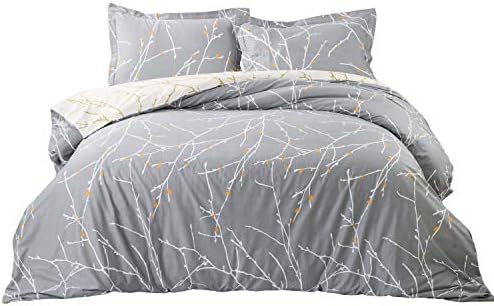 Bedsure Bedding Sets King Size - Printed Kingsize Duvet Cover Set Quilt Cover with 2 Pillowcases, Grey