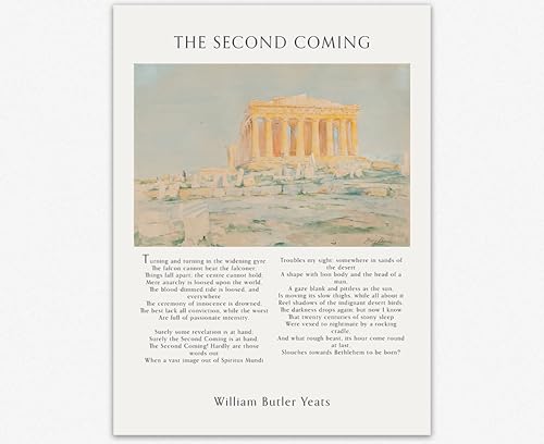 Affiche d'art poésie de Yeats pour un salon élégant au décor de ruines grecques