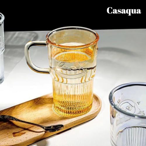 Image of Iridescent Glass Tumbler with Handle Lid and Straw - 400ML, Set of 1, Travel Coffee Sipper Mug Leakproof for Juice Cocktail Iced Tea Smoothie Hot Cold Drink Cup (Receiving Random Color)