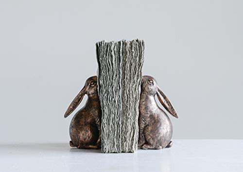 Creative Co-Op Decorative Resin Rabbit Bookends, Bronze, Set of 2 - Thumbnail 3