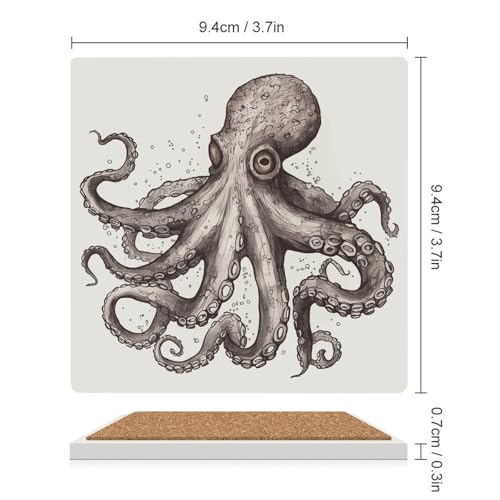 Dessous de verre poulpe céramique absorbant antidérapant résistant chaleur pour table basse - 3