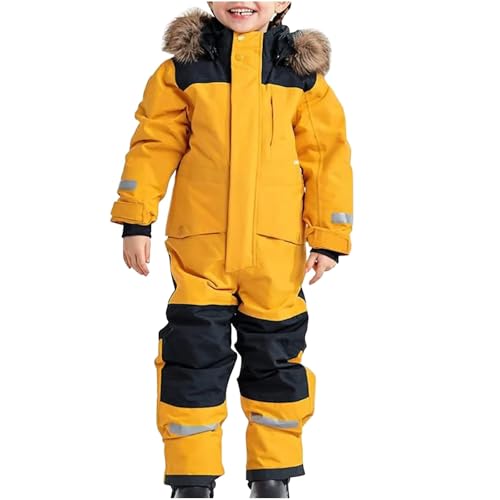 Traje de esquí de Invierno para niños, una Pieza, Impermeable, Resistente al Viento, cálido, para Exteriores, niños y niñas, Amarillo, 2, 8-9 años Traje de esquí de Invierno para niños, una Pieza, Impermeable, Resistente al Viento, cálido, para Exteriores, niños y niñas, Amarillo, 2, 8-9 años