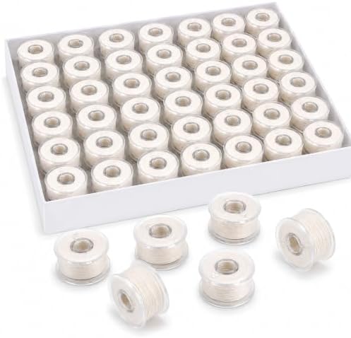 48 Pcs Cotton Prewound Bobbin Thread,White,40s/2(60wt)