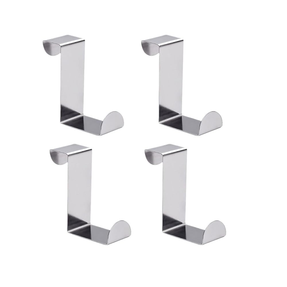Sunrrafck 4Pcs 2-10Pcs Drawer Hook Stainless Steel Reversible Over Door Cabinet Cupboard Towel Hanger Holder Rack For Kitchen(4Pcs)