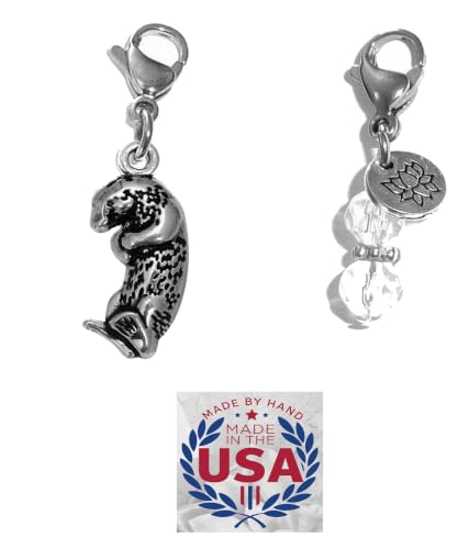 Hidden Hollow Beads Clip On Charm, Bag, Purse, Handbag, Message, Keychain, Zipper Pull, Bracelets, Necklaces, Jewelry (Otter)