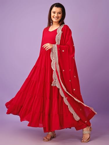 Image of Wedani Georgette Sequins Work Anarkali Kurta Set for Women