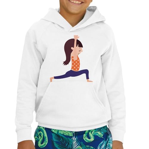 Sweat à capuche enfant yoga asanas méditation avec imprimé graphique résistant