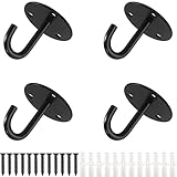 EGGMARCH Stainless Steel Hook On Plate Metal Ceiling Hooks Heavy Duty Chain Plate with Screws and Plastic Plugs for Hanging Plant Basket Yoga Hammock Cup Swing Boat Sandbag 4 Pack (J Hook)