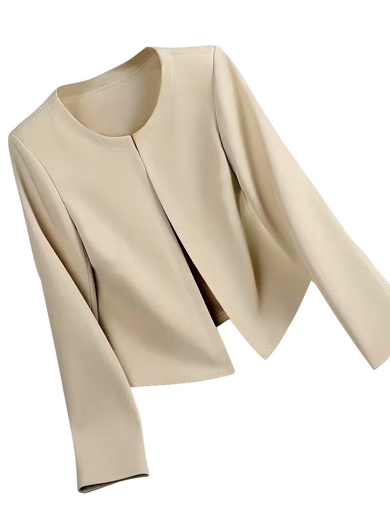 Women's Blazers | Blazer for Women | Top | Tshirt | Tops for Woman | Open Front Jacket | Lightweight Coat | Round Neck Longline Jackets | Formal | Regular Fit | Fashion-Forward | Office-image-15