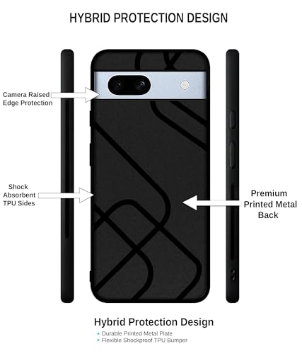 Image of Zig-Zag Black Line Design Premium 2D Printed Metal Back Case Cover for Google Pixel 7A 5G