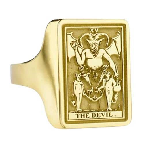 Bague Diable en argent 925 et or, chevalière homme élégante LKDR_0266
