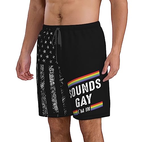 Sounds Gay I'm in LGBTQ Rainbow Gay Pride Men's Workout Running Shorts Lightweight Shorts with Pockets Men Breathable4