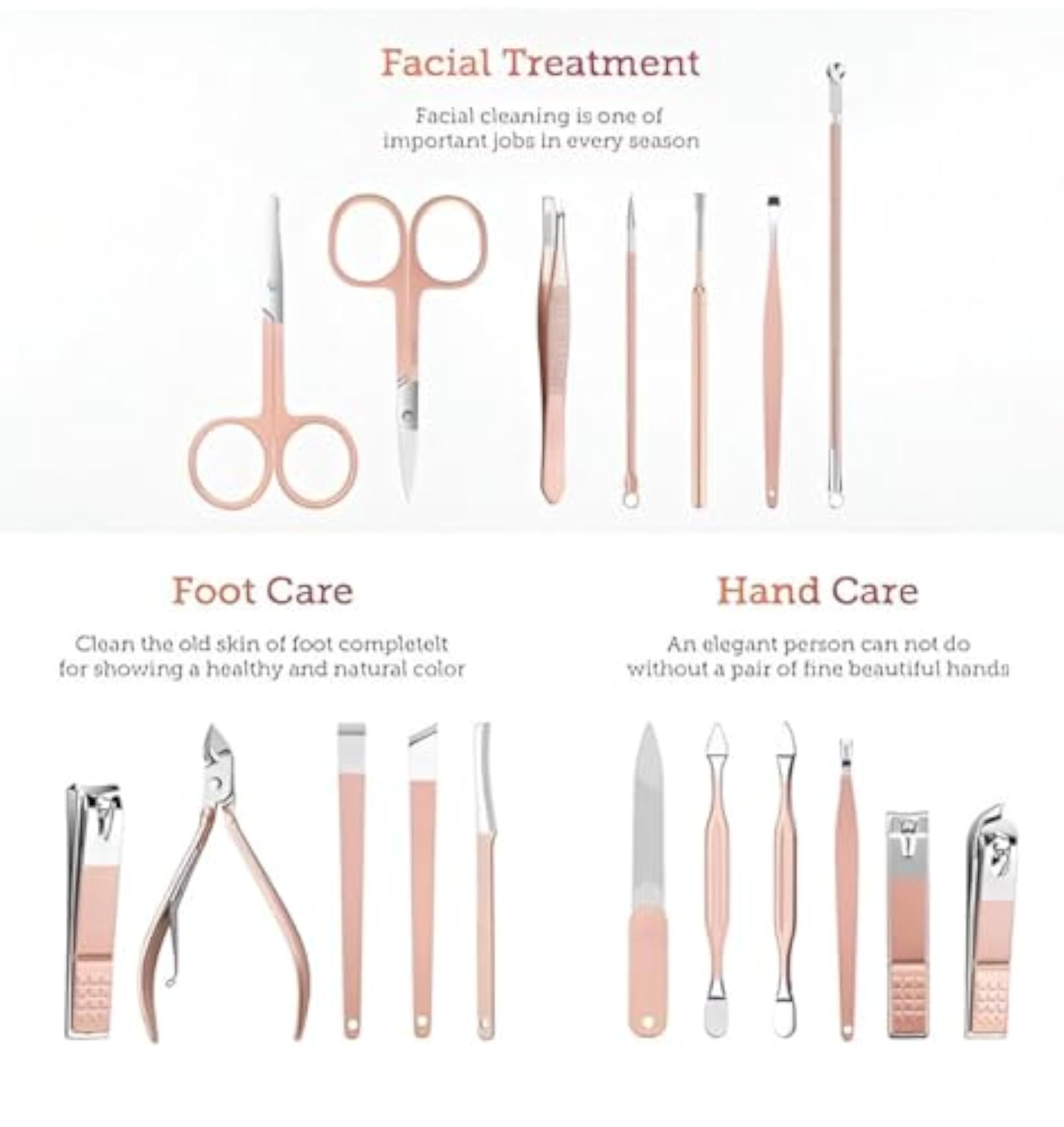18-Piece Manicure Pedicure Kit Stainless Steel Nail Clipper Set