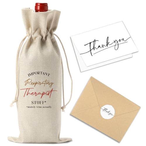 Respiratory Therapist Gifts Wine Bag with Thank You Card Appreciation Gifts Christmas Birthday Gifts for Respiratory Therapist RT Gift for Adult Employee Pulmonology Nurse Coworker