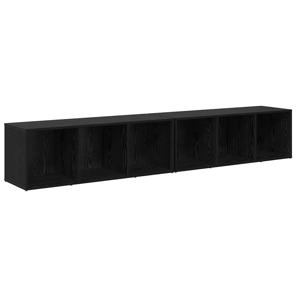 TV-Schrank-Set Schwarz Eichen-Optik, Holzwerkstoff, Modernes Media-Center für Wohnzimmer, Schlafzimmer, Stauraum, 2er-Set