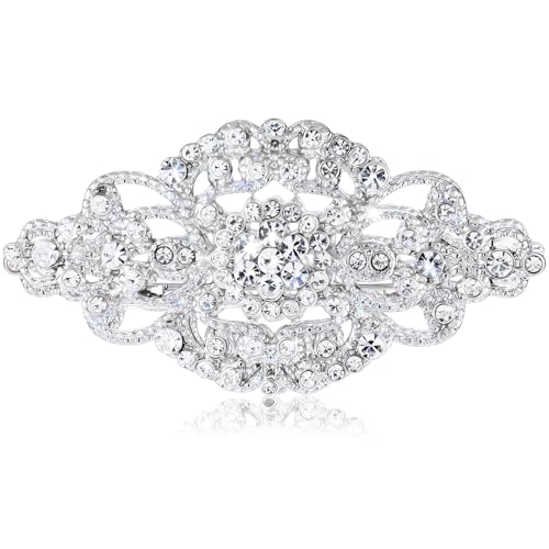 Silver Brooch Rhinestone Bridal Brooches Wedding Crystal Brooch Pin, Art