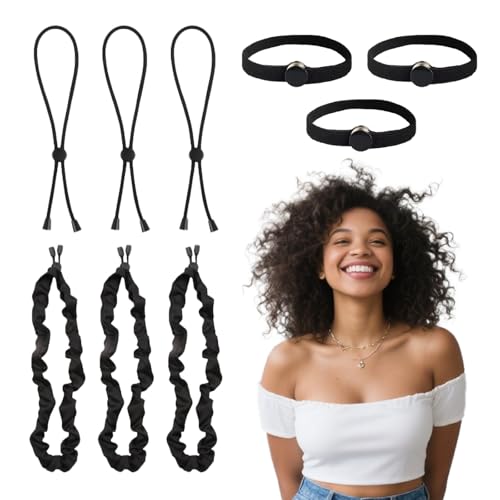 GEDEUBAN 9 PCS Adjustable Elastic Satin Adjustable Hair Ties for Black Women, Afro Natural Tie for Thick Curly Hairstyles