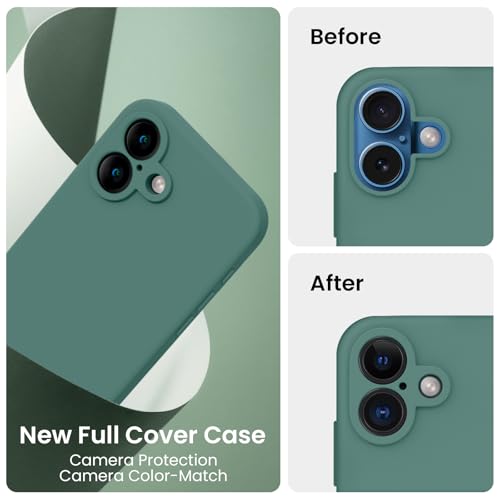 Image of FireNova Designed for iPhone 16 Plus Case, Silicone Upgraded [Camera Protection] Case, Soft Anti-Scratch Microfiber Lining Inside, 6.7 inch, Midnight Green