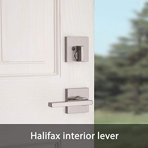 Kwikset 98180-002 San Clemente Single Cylinder Low Profile Handleset Front Door Lock With Halifax Lever Featuring Smartkey Security In Satin Nickel #TOP3