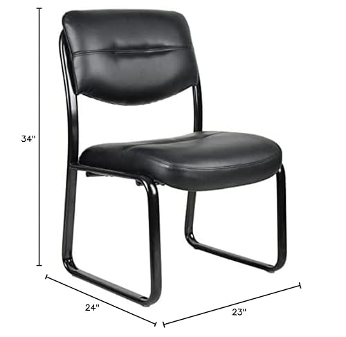 Boss Office Products Leather Sled Base Side Chair In Black #TOP2