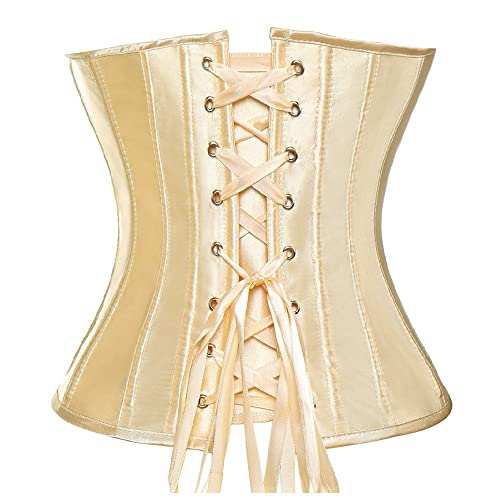 Corset Corselet Cinta Modeladora Redutora Delineadora Underbust Acetinado Creme M408