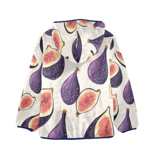 Purple Fig Pattern Toddler Fleece Jacket Girl Boys Hooded Fleece Jacket Coat Warm Outwear Zip-up 3-10T2