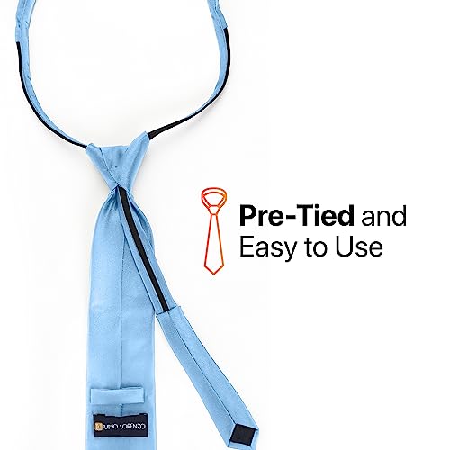 Image of boxed-gifts Umo Lorenzo Mens Zipper Ties Solid Color Pre Tied Polyester Neckties for Men and Women