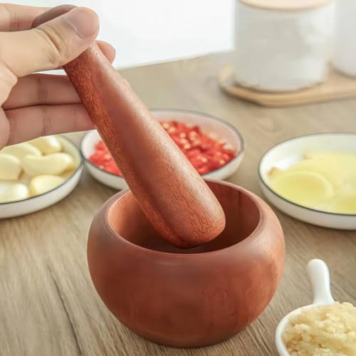 Mortero y mano de madera para ajos ibasenice miniatura 4