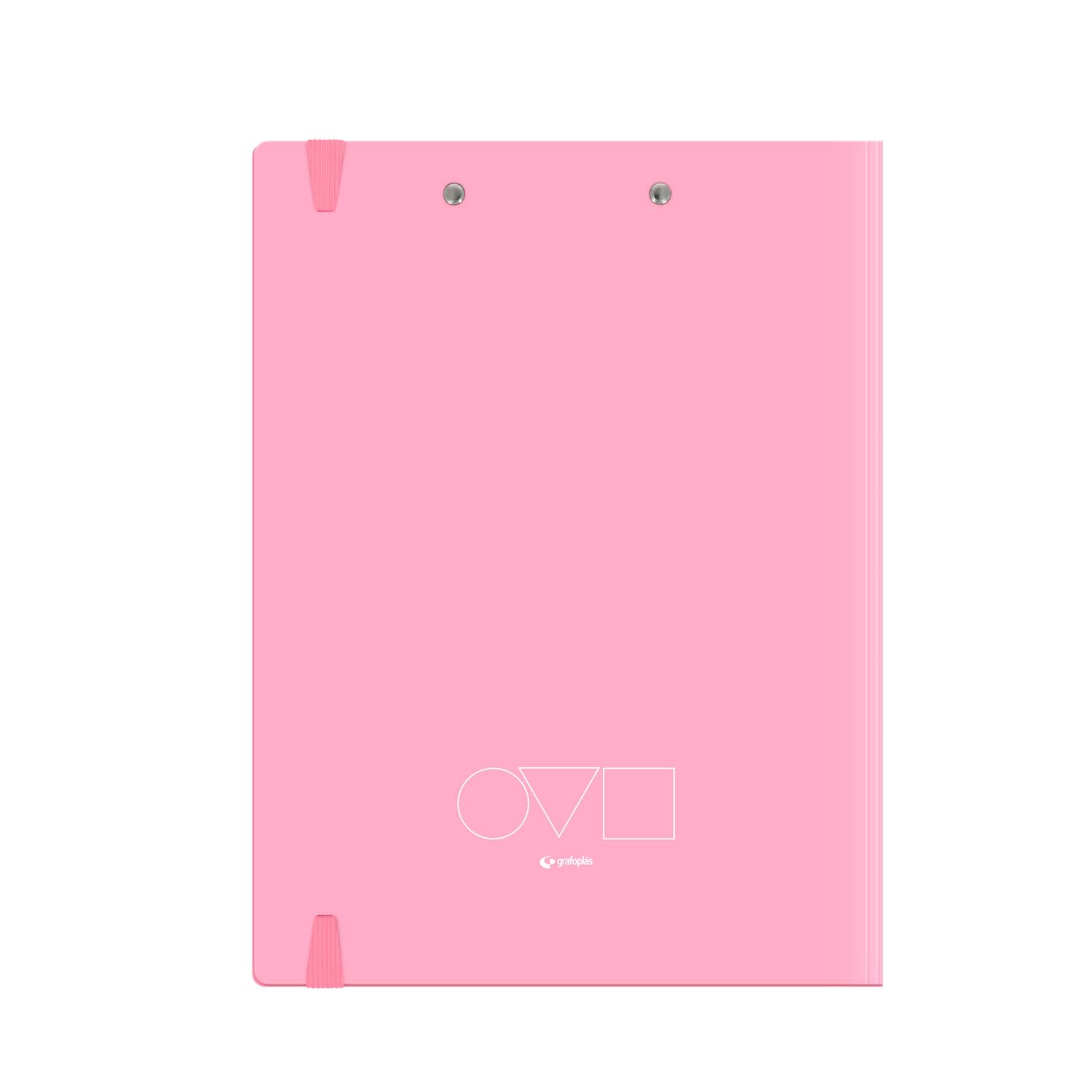 Grafoplas - Portapapeles con Pinza A4 +, Tapa y Goma Cierre, Rosa Pastel, Unequal Minimal, Lomo Curvo Apertura 360, Resistente y Ultraligero, Clip Metálico, Polifoam, Reciclable, Para Oficinas