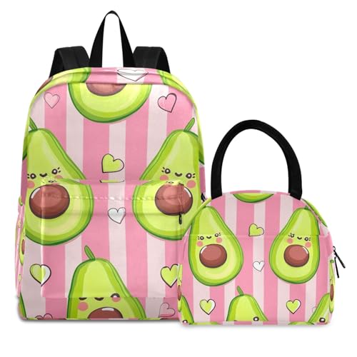 Child Backpacks, Cute Avocado Pink Waterproof Backpack Cooler Bag, Backpacks with Lunchbox