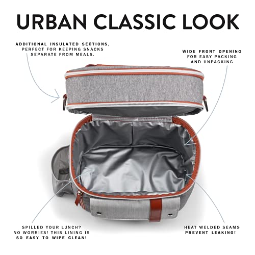 Foundry By Fit + Fresh, Wickenden Dual-Compartment Insulated Lunch Bag For Men & Women, Includes Four Meal Prep Containers, Adult Lunch Box & Insulated Cooler, Perfect For Work, Beach & More, Grey #TOP2