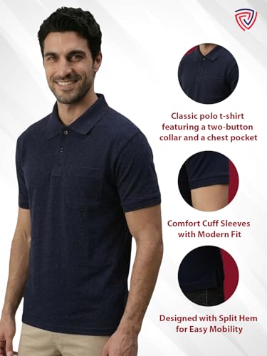 Image of Lux Cozi Men's Half Sleeve Soild Casual Regular Fit T-Shirt with Chest Pocket | Polo Tshirt for Men