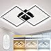 Dimmbar LED Deckenleuchte mit Fernbedienung, 25W Aluminium Deckenlampe 2700K-6000K, Warm Natur Kalt Weiß Licht, Doppelrahmen Lampe, Dekorative Kronleuchter für Wohnzimmer Büro Küche, 666x423x70mm