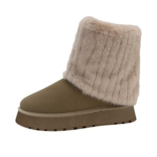Bottes d'hiver mi-mollet pour femme avec doublure polaire et lacets ajustable