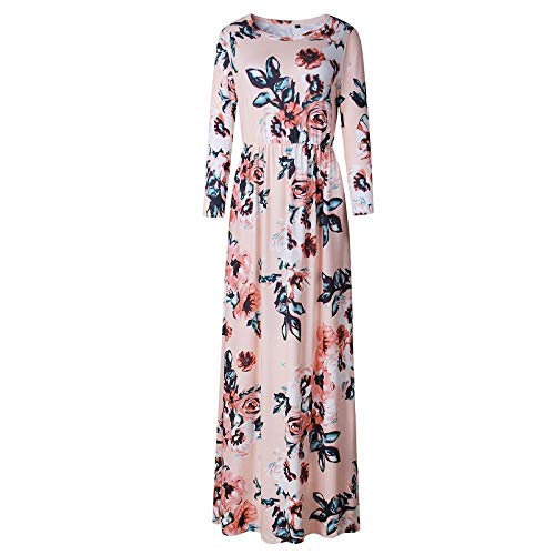 MOYAO Vestido maxi de mujer de talla grande de verano con estampado floral boho vestido de playa vestido de fiesta de noche, 3, S