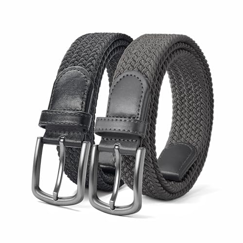 Ceinture pour homme élastique tressée tissu extensible décontracté large 1 3/8" coffret