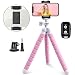 UBeesize Phone Tripod, Portable and Adjustable Camera Stand Holder with Wireless Remote and Universal Clip (Red)