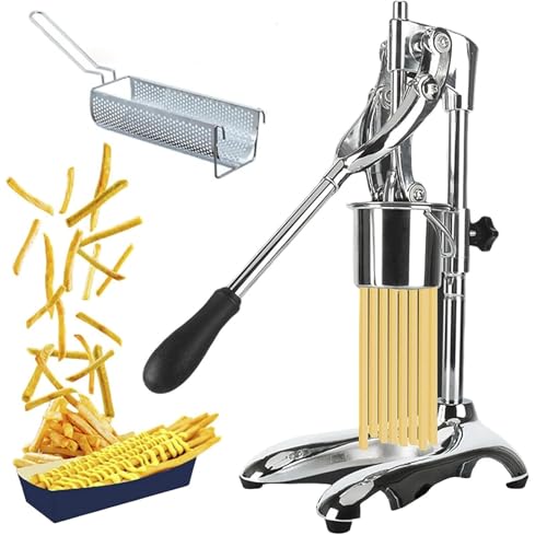 GTHTUHFD French Fry Extruder,French Fry Maker, Stainless Steel Potato Squeezer With 12 Holes, Vertical Potato Chips Extruder, Perfects For Restaurants And Snack Bars