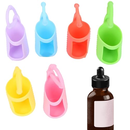 Manicotti per bottiglie in silicone per viaggi, portabottiglie di olio in silicone,Set di 6 manicotti per bottiglia contagocce in silicone - Con di fissaggio, portabottiglie di olio d