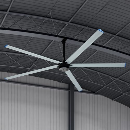 Albott 288" Industrial Outdoor Ceiling Fan, Energy Efficient Commercial Ceiling Fan with DC Motor and Wall Control, Ideal for Warehouses, Workshops, Patios, White