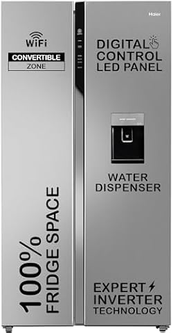 Haier 596 L 3 Star Frost Free Expert Inverter Smart Sense AI enabled 2-Door Side by Side Refrigerator (HRS-682