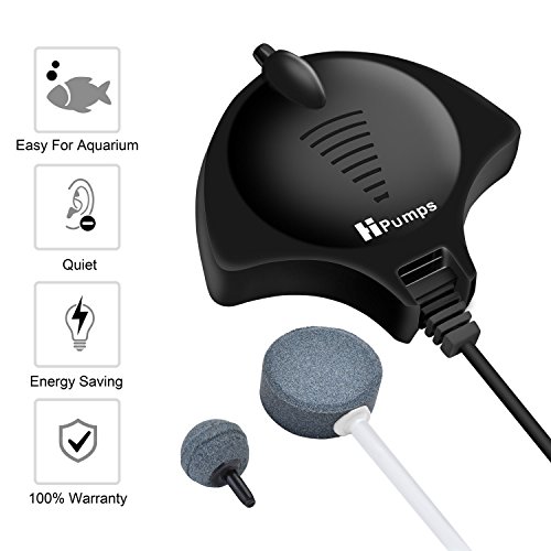 AsiaPPump Aquarium Air Pump Quietest Energy Saving 1-1.5W 24-40 Gallon Fish Tank Oxygen Aerator Pump (Black Fish)