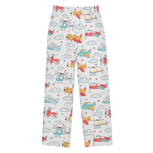 ZZXXB Aircraft Clouds Boys Long Pants Soft Trousers Elastic Waist Kids Lounge Bottoms with Pockets S-XL