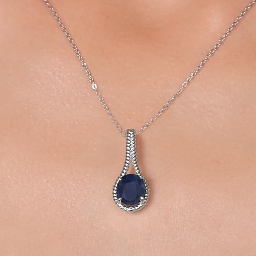 Gem Stone King 3-6 Cttw Oval Gemstone Birthstone Twisted Rope Solitaire Pendant Necklace for Women | 925 Sterling Silver | Oval 12X10MM | With 18 Inch Silver Chain4
