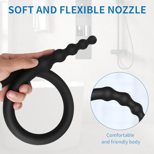 Image of Shower Enema Douche Nozzles , 4 Holes Water Spray Comfortable Silicone Nozzles Enema , Reusable Shower Enema Hose, Black