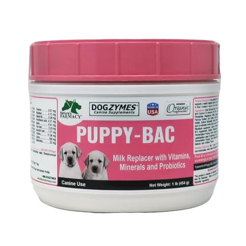 Dogzymes Puppy-Bac Milk Replacer formulated with The Proper ratios of Protein Fat and nutrients for Growing Puppies (8 Ounce)