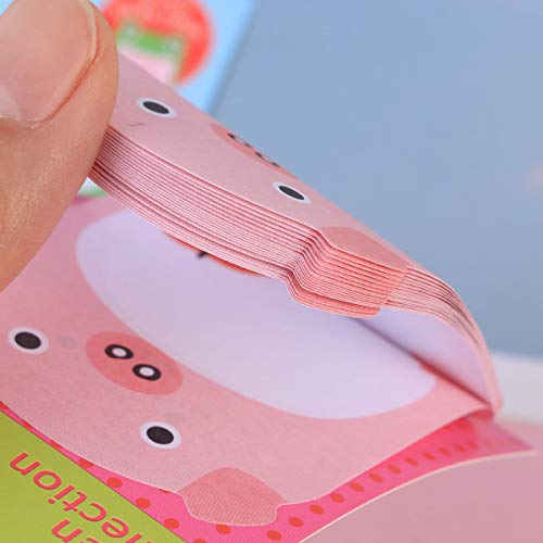 Adesivo de 7 folhas em forma de animal Amosfun com adoráveis blocos de notas adesivas de desenho ani